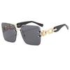 5225 New Design Oversized Big Frame Square Sunglasses for Women Frameless Vintage Rimless Sunglasses