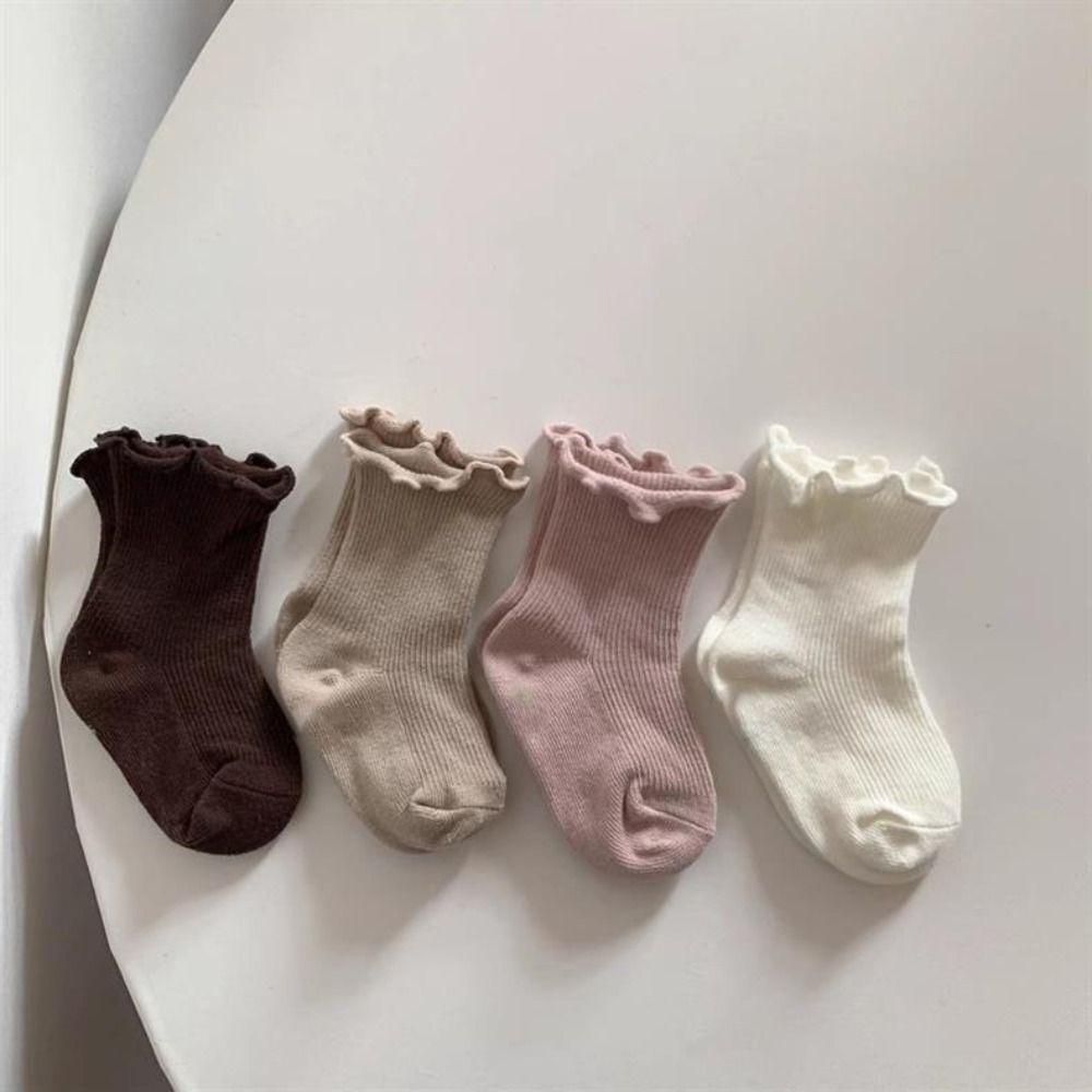 6Pairs Ruffle Baby Cotton Socks Breathable Toddle Sweet Socks Kids Short Tube Socks  Newborn