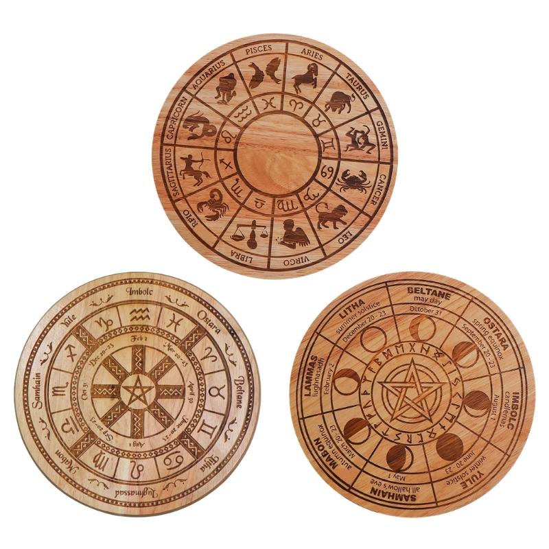 Divinations Energy Pendulums Plate Dowsing Divinations Board Wood Pendulums Witchcrafts Board for Beginner Witchcrafts Supply