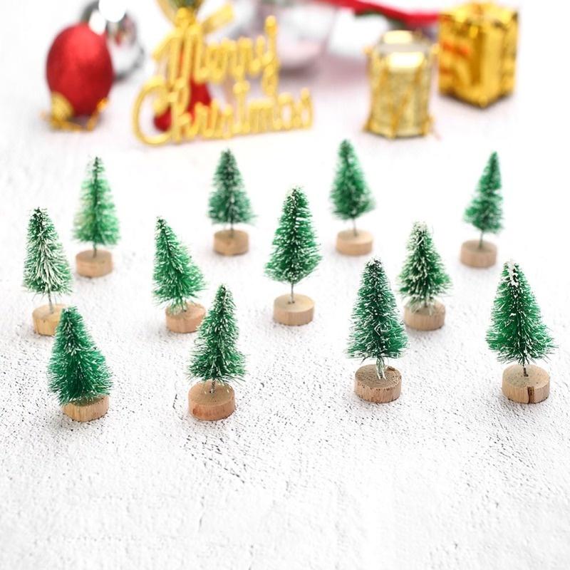 12 PCS/Bag Mini Christmas Tree Home Decoration Small Christmas Tree Mini Tree