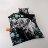 Highland Cow And Rose Pattern Duvet Cover Set Breathable, Sanded Polyester Fabric With Digital Animal Print, Zipper Closure
