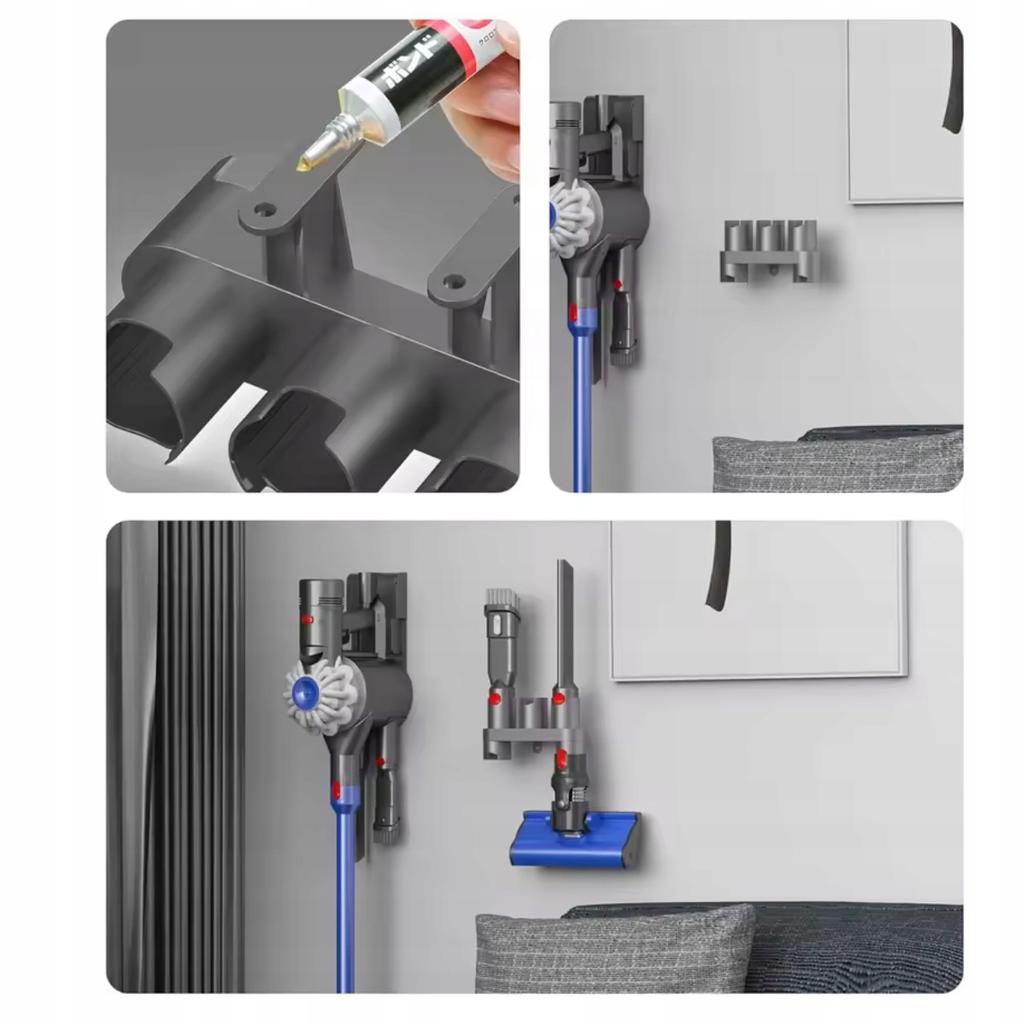 Uchwyt Ścienny Do Ssawek Dyson V7 V8 V10 V11 V15 | Organizer 3 Gniazda | Zestaw Montażowy |
