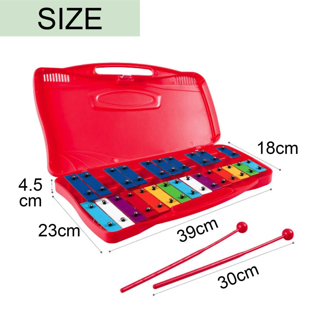 Asdays Metallophone, 25 Notes, Drum, Percussion Instrument, Music, Educational Gift, Colorful, with Stand, Easy to Carry (Pink)