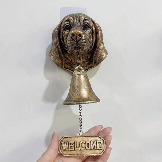 Dog Welcome Bell Vintage Shopkeepers Bell Wall Mounted Dog Door Bell with Welcome Sign for Farmhouse Home Front Door Entrance