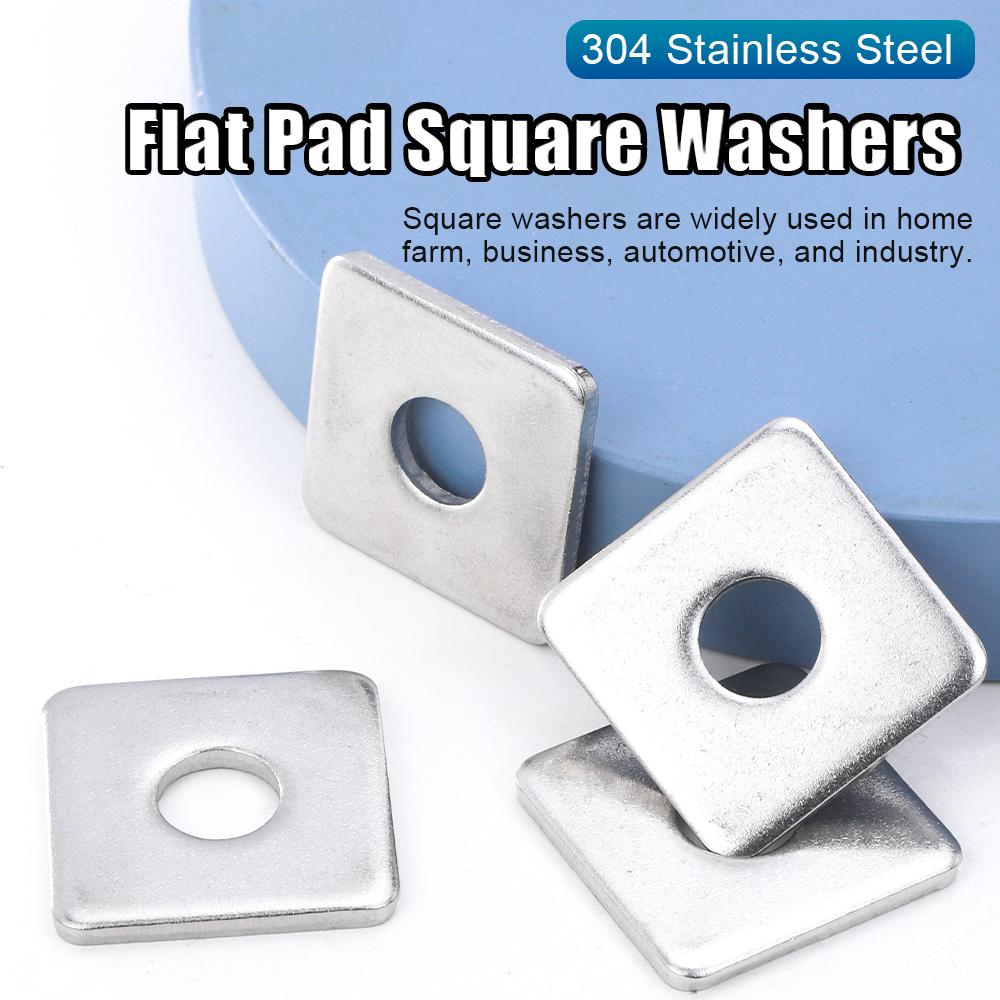 

NINDEJIN 1-50pcs Square Plate Washers M3 M4 M5 M6 M8 M10 M12 M14 M16 M20 Stainless Steel Flat Pad Spacer Gasket Square Washers M3x10x1mm 50pcs
