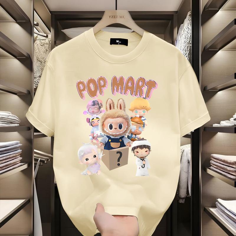 

Cartoon Pop Mart Labbubu Loose Short-sleeved T-shirt Round Neck Top Unisex XXL