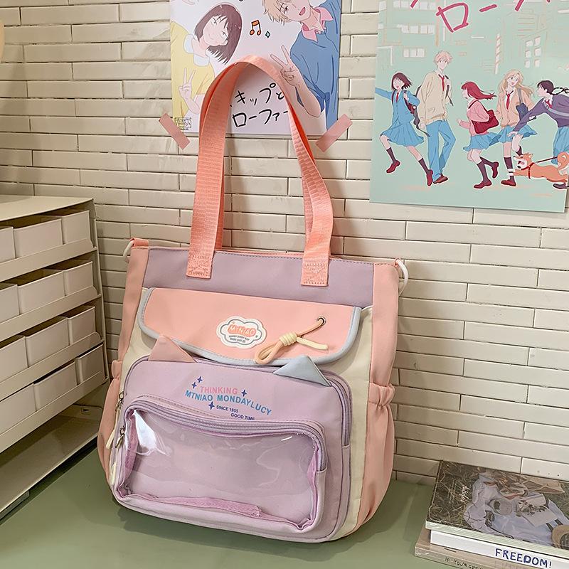 School Bag 2025 New Ins Cute High-value Large-capacity Make-up Bag Versatile Casual Lightweight Sweet Shoulder Bag