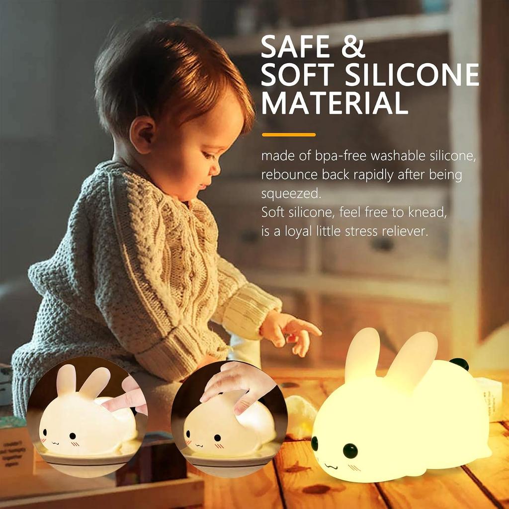 Night Lights for Kids,Light Silicone for Baby Nursery,Portable USB Rechargeable Bedside Lamp for Toddler's Room,Easter Gifts for Child and Teen Girls