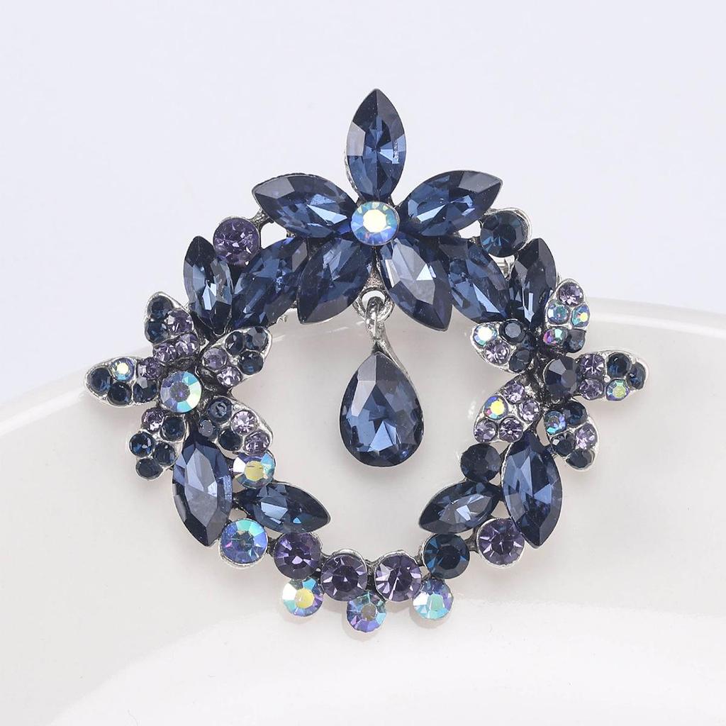 Korean Style Crystal Wreath Brooch for Coats and Suits
