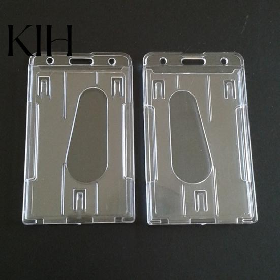 Portatarjetas de Identificación de Negocios de Plástico Transparente Vertical Rígido de Doble Cara 10x6cm