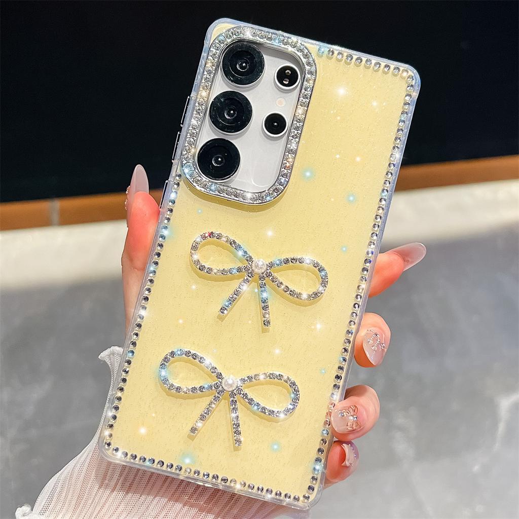 Handmade Sparkly Diamond Bowknot IMD Phone Case, Compatible with Samsung S23 Ultra/S24/S25 & A07/A15/A16/A17/A26/A35/A36/A55/A56