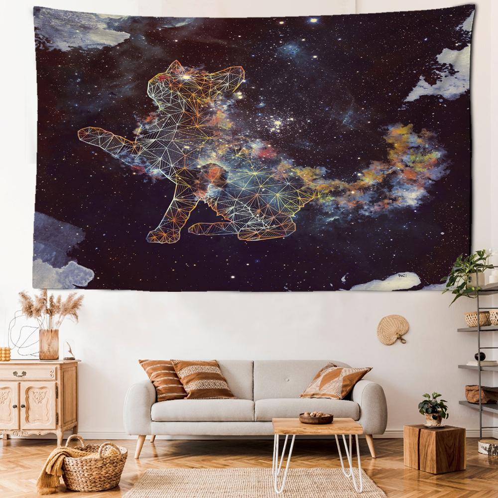 

Звезда Вселенная кошка гобелен настенный богемный психоделический колдовство спальня гостиная домашний декор 95x70CM