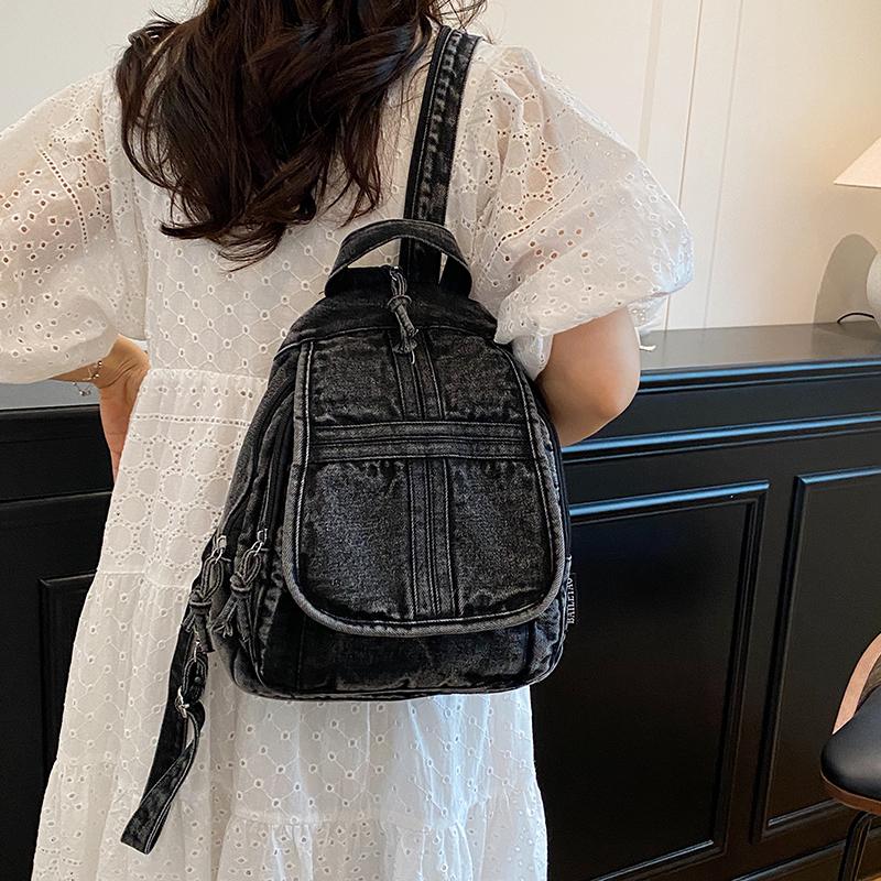 Vintage Denim Backpack Women's Chest Bag Travel Bag Multifunctional Shoulder Bag