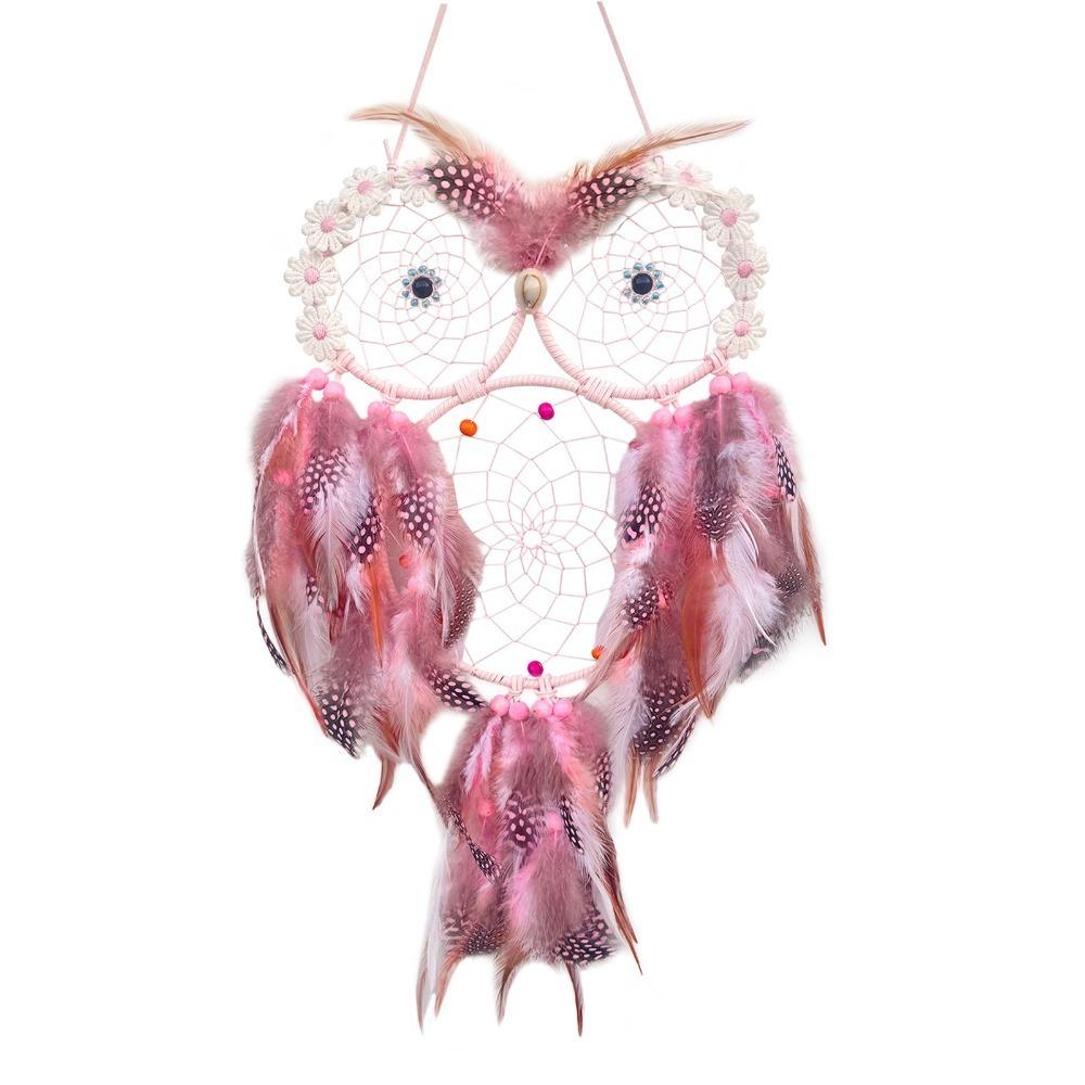 Iron Owl Dreamcatcher 22.05*8.66in Handmade Owl Decor Pastel Dreamcatcher Home Decoration