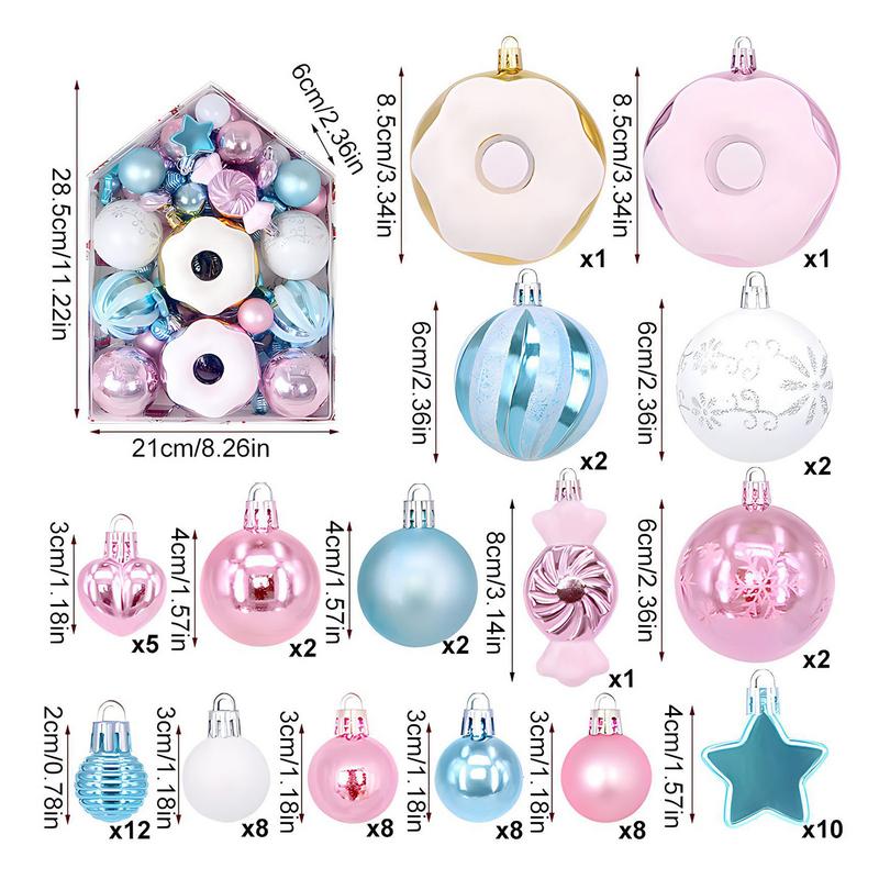 Christmas Ball 72 Pieces Festival Charm Pendant Shatterproof Ball Ornaments For Christmas Tree Fireplace Stair Banister Porch