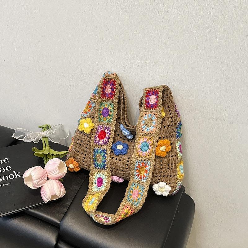 Bolso Tejido de Punto Bohemio Nuevo, Bolso Tote de Gran Capacidad, Bolso Cruzado de Hombro Versátil Casual para Mujer