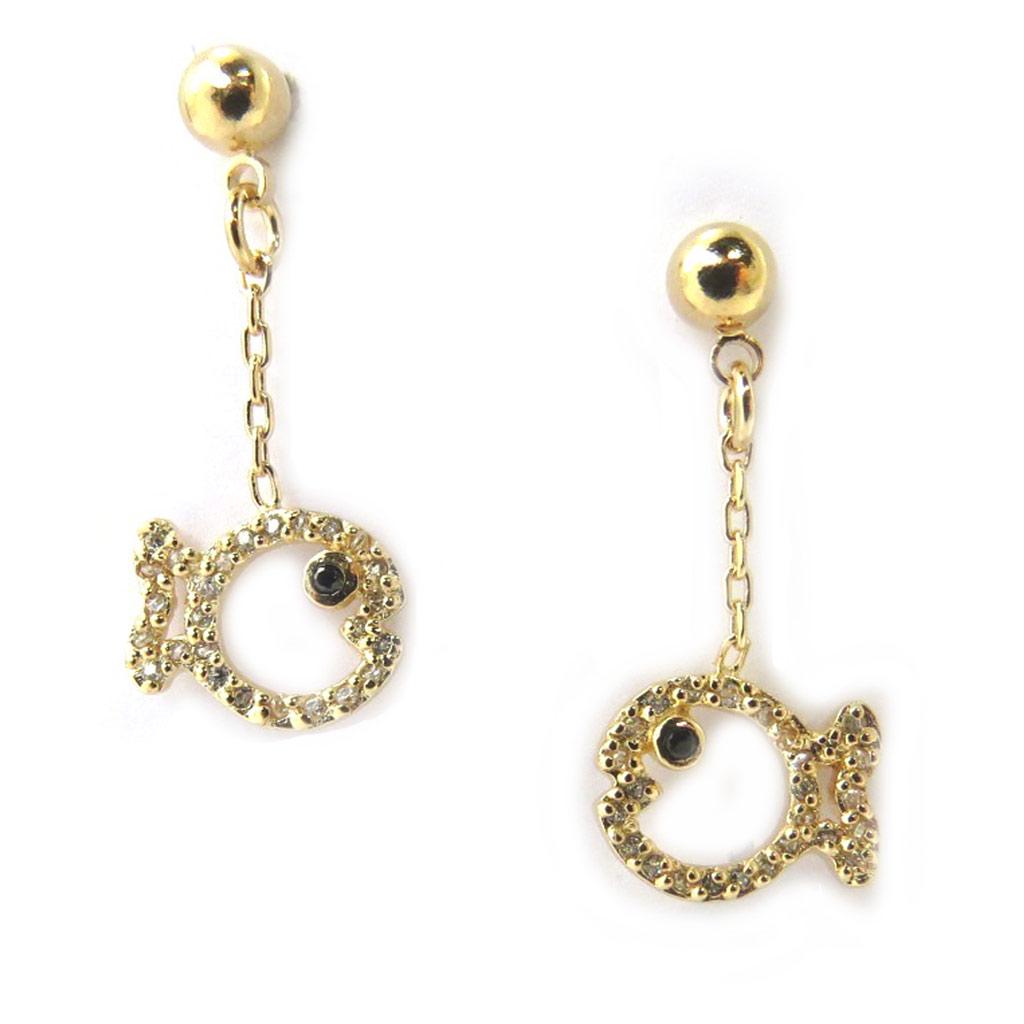 Les Trésors De Lily [L9740] - Boucles Plaqué Or 'Poissons' blanc