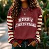 Women's Fashion Long Sleeve Christmas Print Neck Pullover Sweatshirt Top
