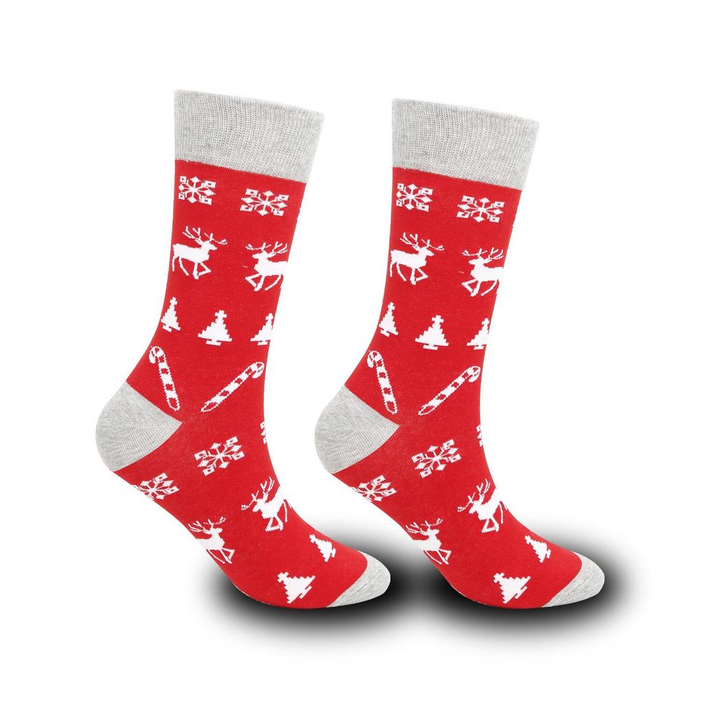 Festive Mid-Calf Cotton Socks: New Trendy Colorful Christmas Men's Plus Size Casual Socks