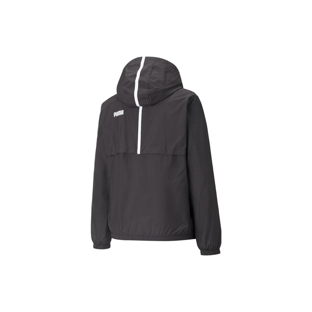 Puma Essentials Solid Windbreaker Jacket With Color Block Zipper Design And Hood Women Jacket Black 847494-01