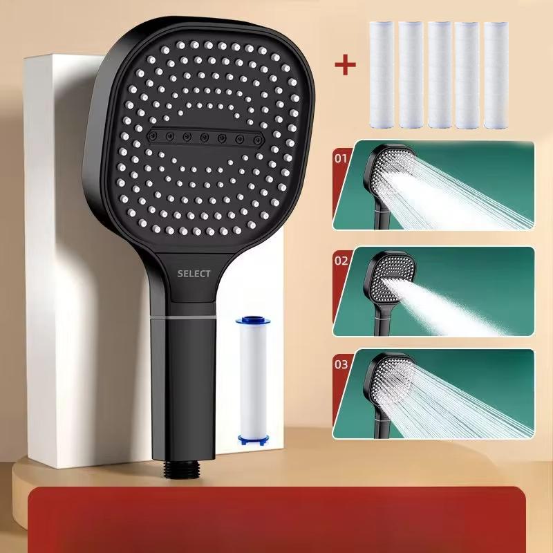 13cm Large Panel Shower Head Adjustable 3 Modes High Pressure Massage Shower Head Filter Element Bathroom Accessories Tools