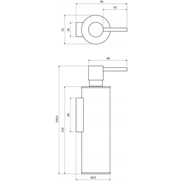 Dispenser for Liquid Soap Omnires Modern Project MP60721CP Copper