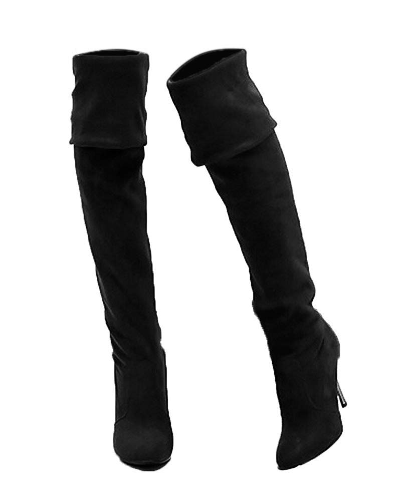 Minesam Long Perfect Long Slimming Legs Women's Knee-High Boots, Soft, Boots, Leg-Lengthening Effect, Fashionable, Legs, (Black, 24.0 cm)