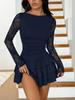 Elegant Patchwork Slim-Fit Waist-Cinching Lace Sleeve Women's Dress with Cake Skirt