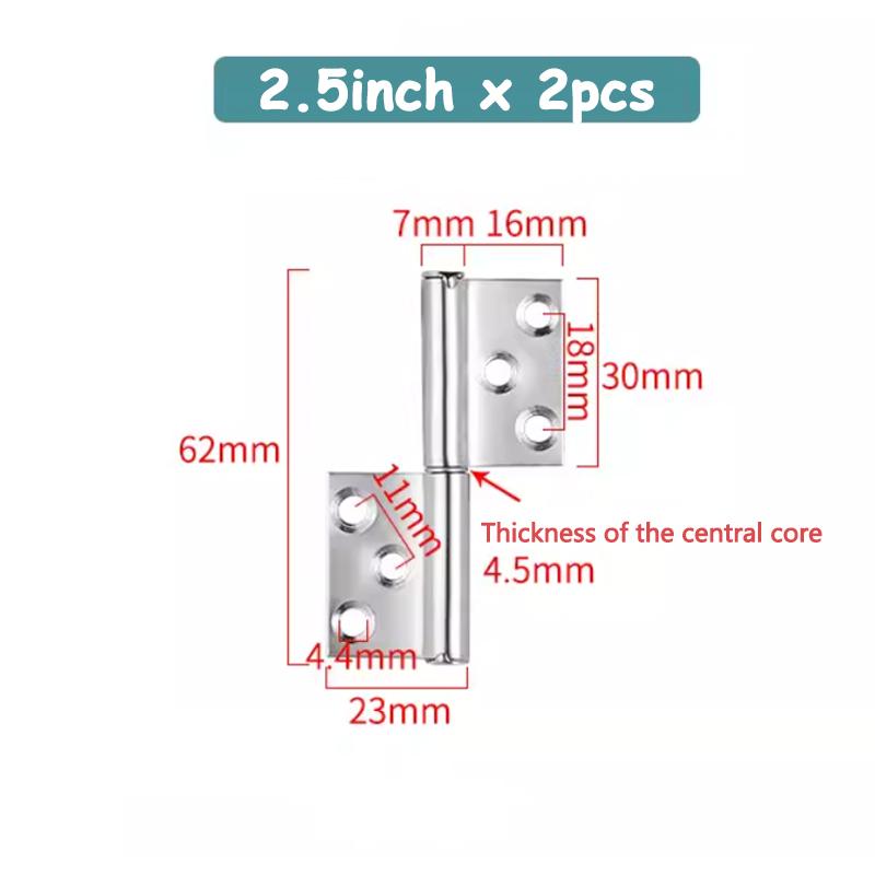 2PCS 360 Detachable Hinge Slip Joint Flag Lift Off Demountable Door 304 Stainless Steel Removable Hinge Heavy-duty Swing Hinge