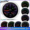 0-8000RPM Tachometer 85mm 3 in 1 Multifunctional  GPS Speedometer KMH MPH Fuel Level Meter 7 Colors Backlight 9-32V