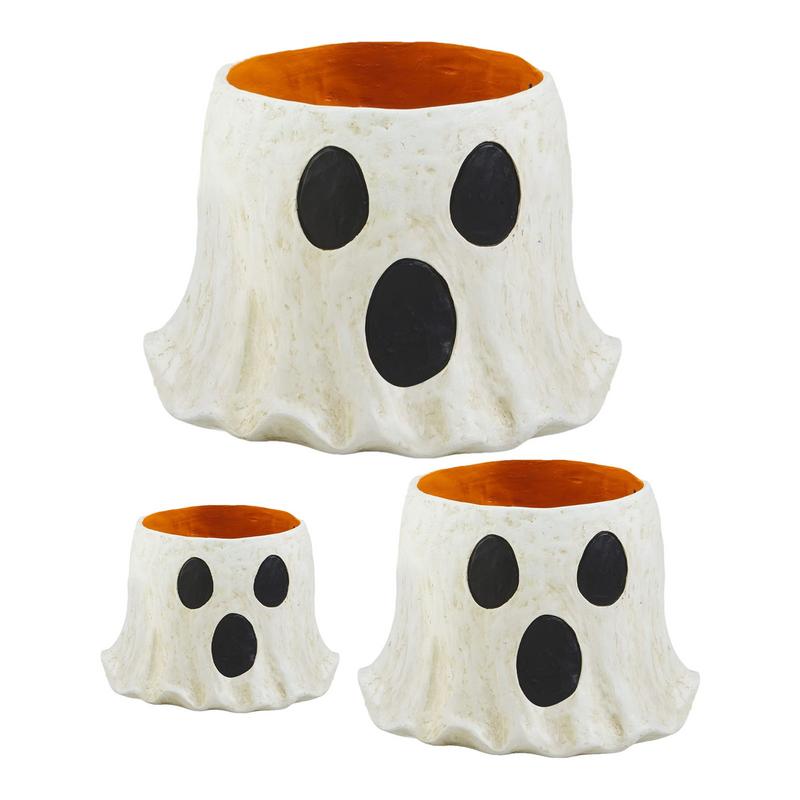 Ghost Bucket Ornaments MudPie Paper Mache Treat Car Organizer Halloween Candy Holder Buckets Car Decorations Accessories
