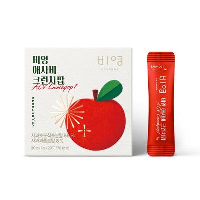 Biyoung Apple Cider Vinegar Crunch Pop: Tangy & Delicious Snack for Daily Wellness, 20g X 1 Box