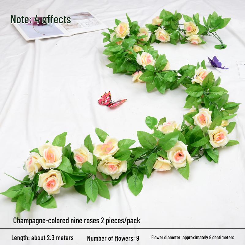 Artificial Rose Vine Floral Ceiling Decor