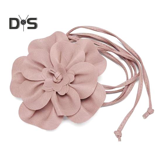 Boho Flower Waist Belt for Women Girls Floral Faux Leather Rope Waist Band Wedding Dress Thin Waistband