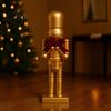 Decorative Wooden Soldier Statues Christmas Nutcracker Ornaments, Neutral Figures with Velvet Bow, DIY Festive Indoor Shop Display Ornaments Ornament