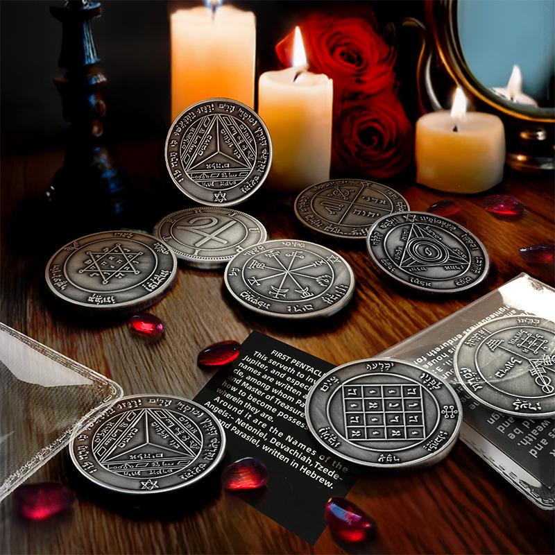 King Solomon Jupiter Amulet Coin - 14 Model Commemorative Alloy Collection for Ritual & Meditation