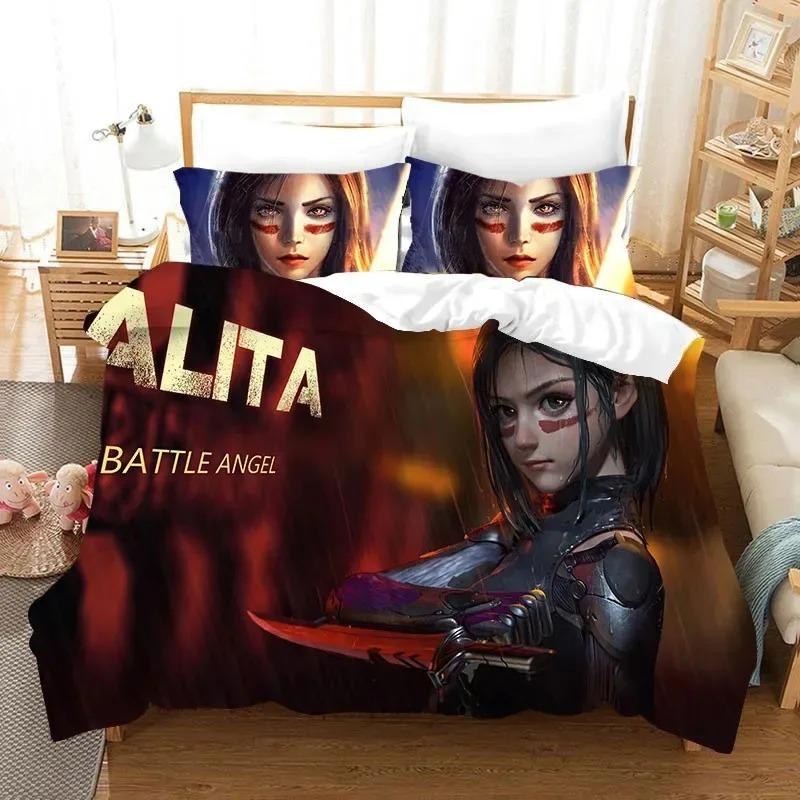 3D Movie ALITA Battle Angel Bedding Set Boys Girls Twin Queen Size Duvet Cover Pillowcase Bed Boys Adult Home Textileextile