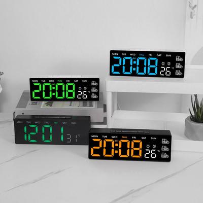 Digital Wall Clock with Large LED Display Week Day Temperature Alarm and Remote Control Three Brightness Levels
