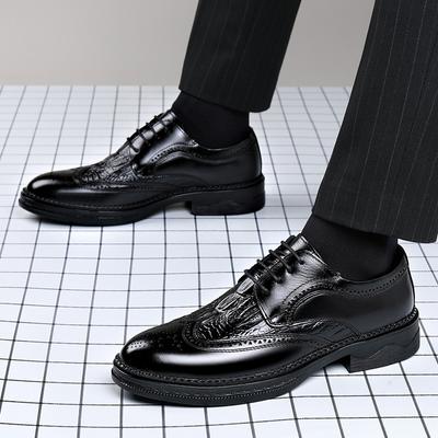 Sapatos de couro da moda para homens, cadarço, respirável, preto, com sola macia, para negócios, formal, casual, para casamento