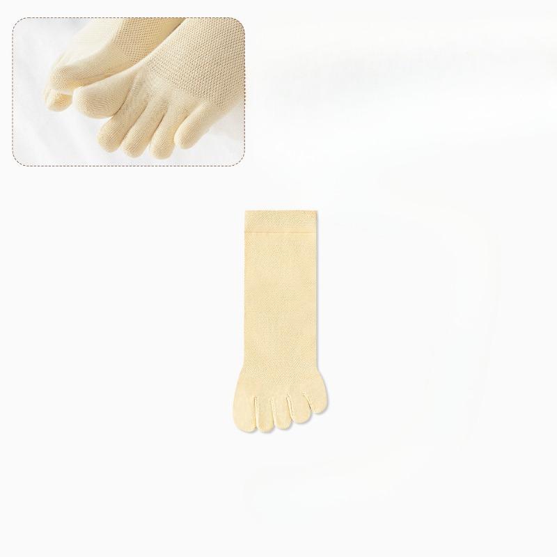 Female Summer Thin Style Sweat Absorbing Breathable Mesh Tube Five Finger Cotton Socks