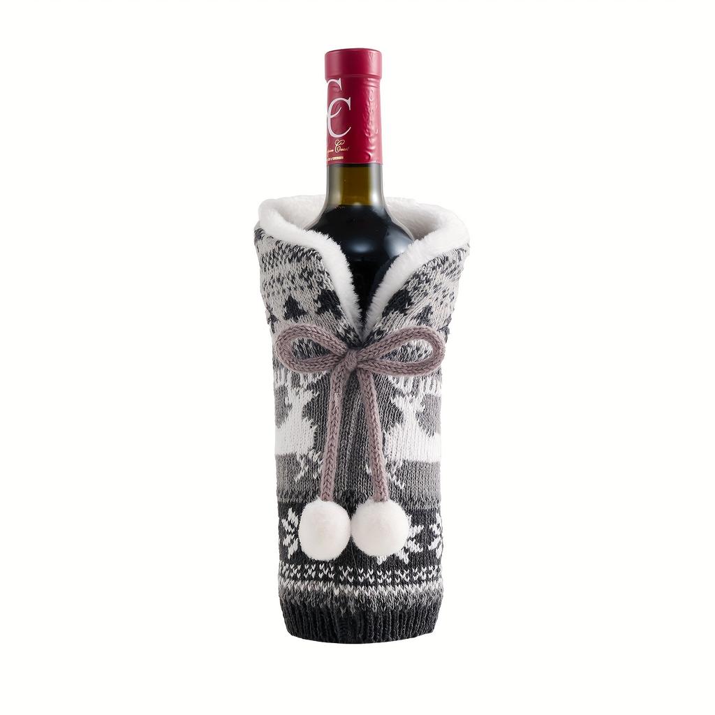 Christmas Wine Covers Knit Wine Bottle Covers Ambiance Products Home Festive Wine Bottle Covers, Business Supplies, Leak Proof Bottle Travel