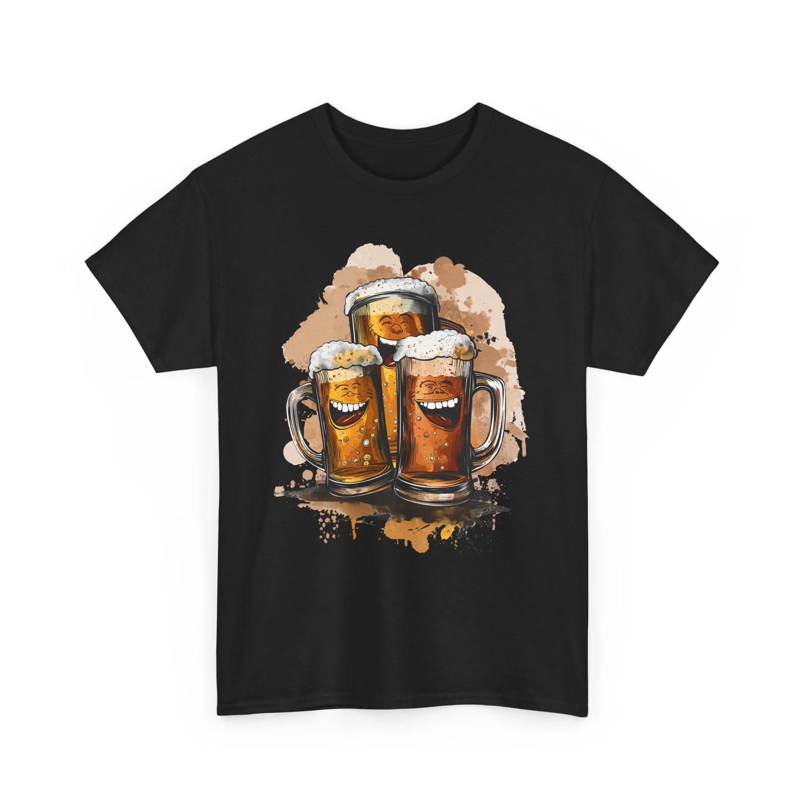 Beer Drinking T-Shirt | Funny Beer Shirt | Beer T-Shirt Cheerful Beer Mugs 4XL