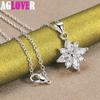 925 Sterling Silver AAA Zircon Flower Pendant Necklace Jewelry