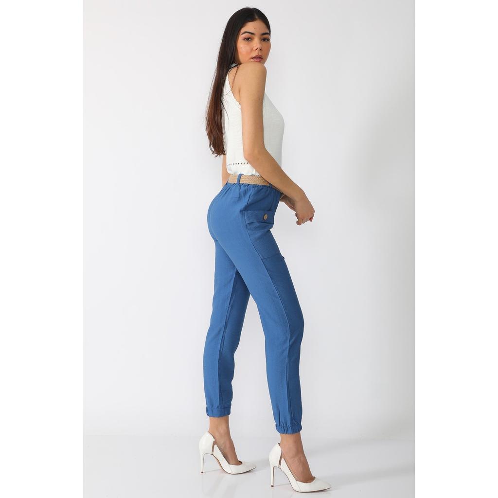 Pantaloni morcovi cu talie înaltă, cu buzunare frontale