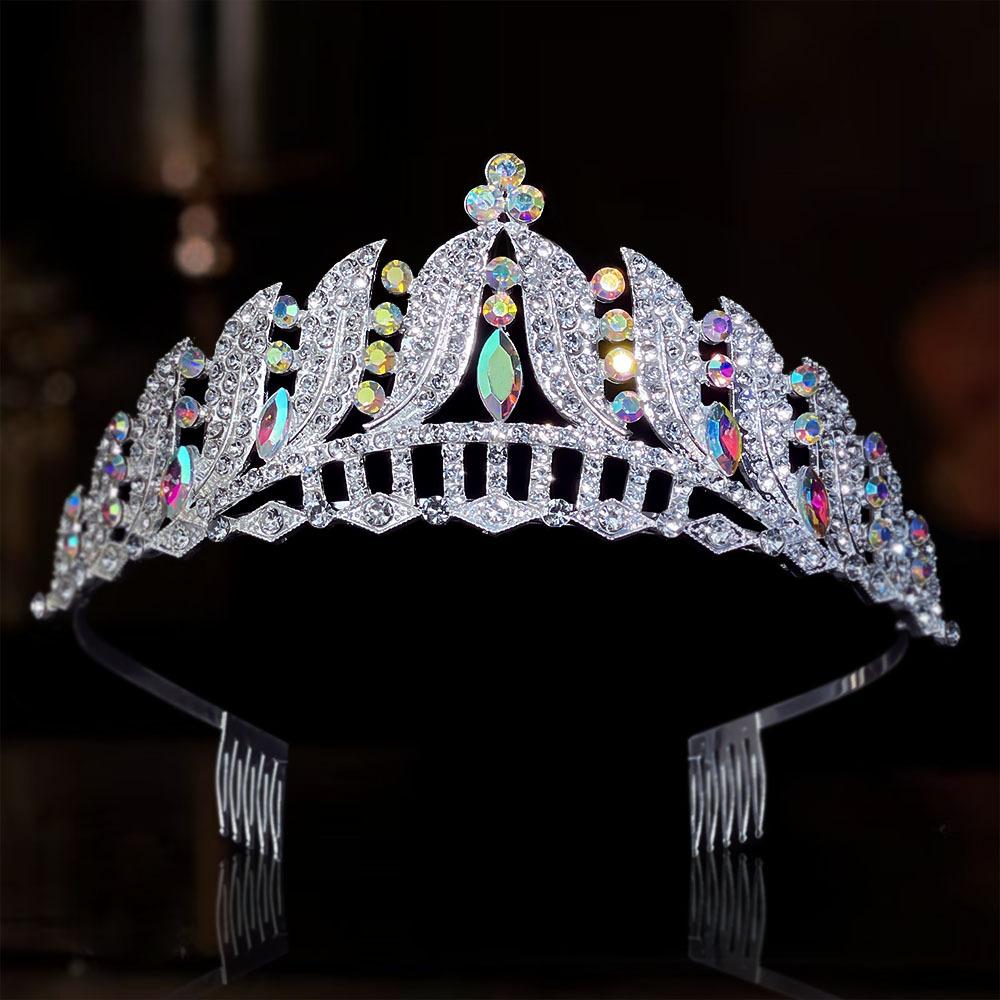 

Новая Сплавная Бриллиантовая Корона Принцессы на День Рождения Высококлассная Свадебная Фата Невесты Большая Корона Серебряного Цвета Тиара