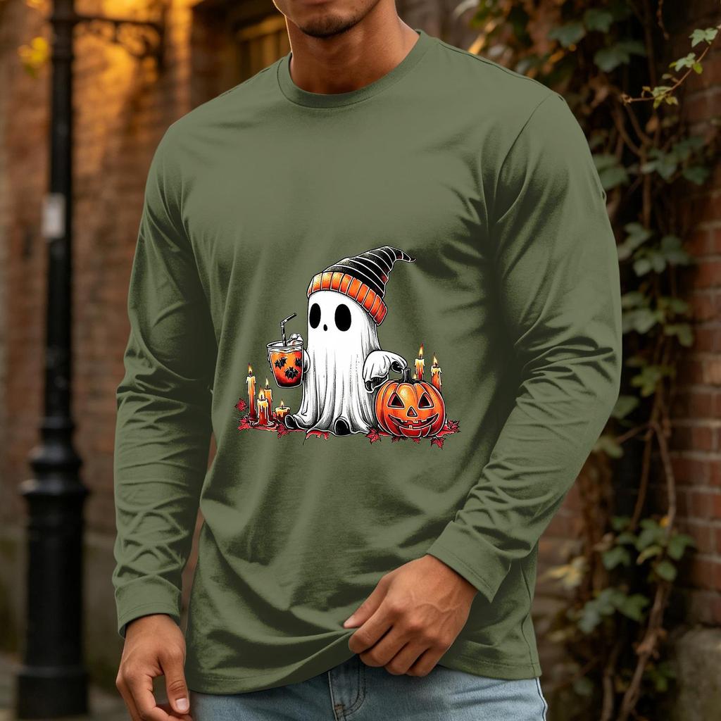Men's Halloween Long Sleeve Neck Casual Shirt