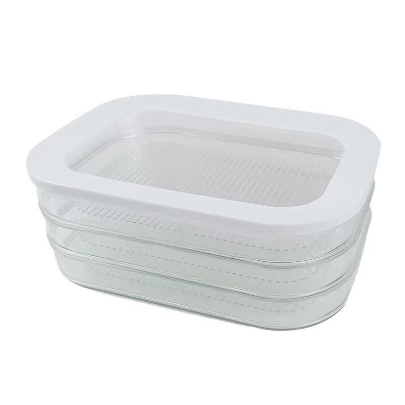 Three-Layer Transparent Food Storage Box for Cooked Meat and Bacon with Lid