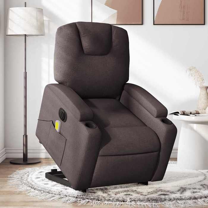 VidaXL Electric Massage Recliner Dark Brown Fabric 3204409