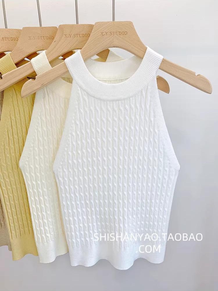Women's Slim Fit Knitted Halter Top Camisole - Summer 2025 Sleeveless Vest