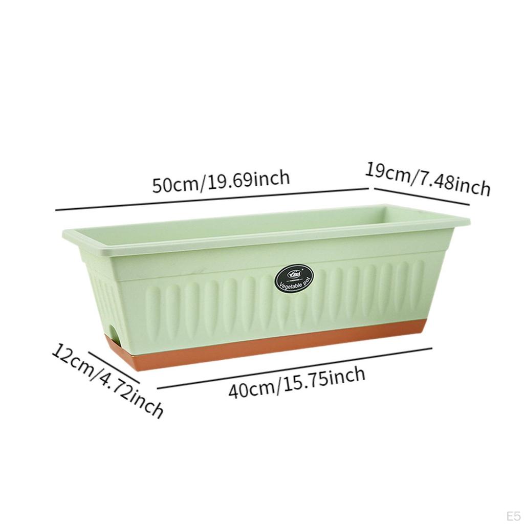 Flower Window Box Vegetable Planter Rectangle 50x19x16cm Windowsill with Drainage Holes for